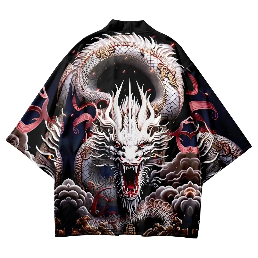 Kimono Cardigan Bărbați — Stil Samurai & Anime Dragon, Yukata Japonez, Vară