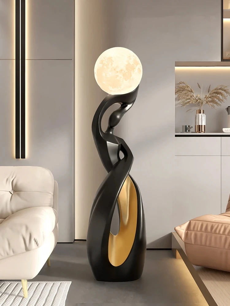 Statuie Decorativă Luminoasă — Sculptură Abstractă Nordică din Rășină pentru Living & Podea