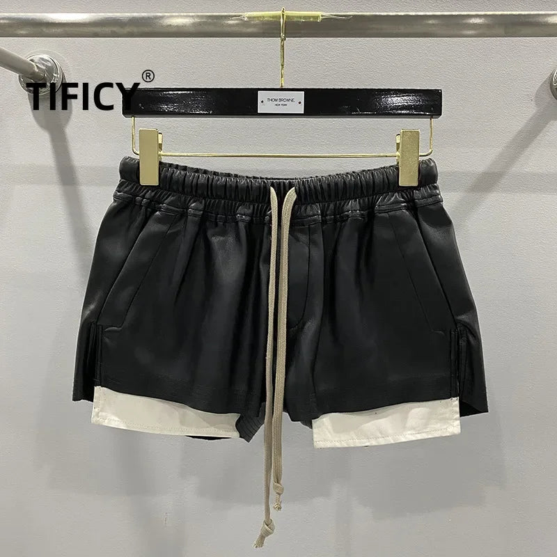 Short din Piele PU pentru Femei — Buzunare, Versatil, Negru & Maro