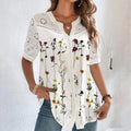 Bluză Elegantă din Dantela - Casual Loose Fit Mânecă Scurtă