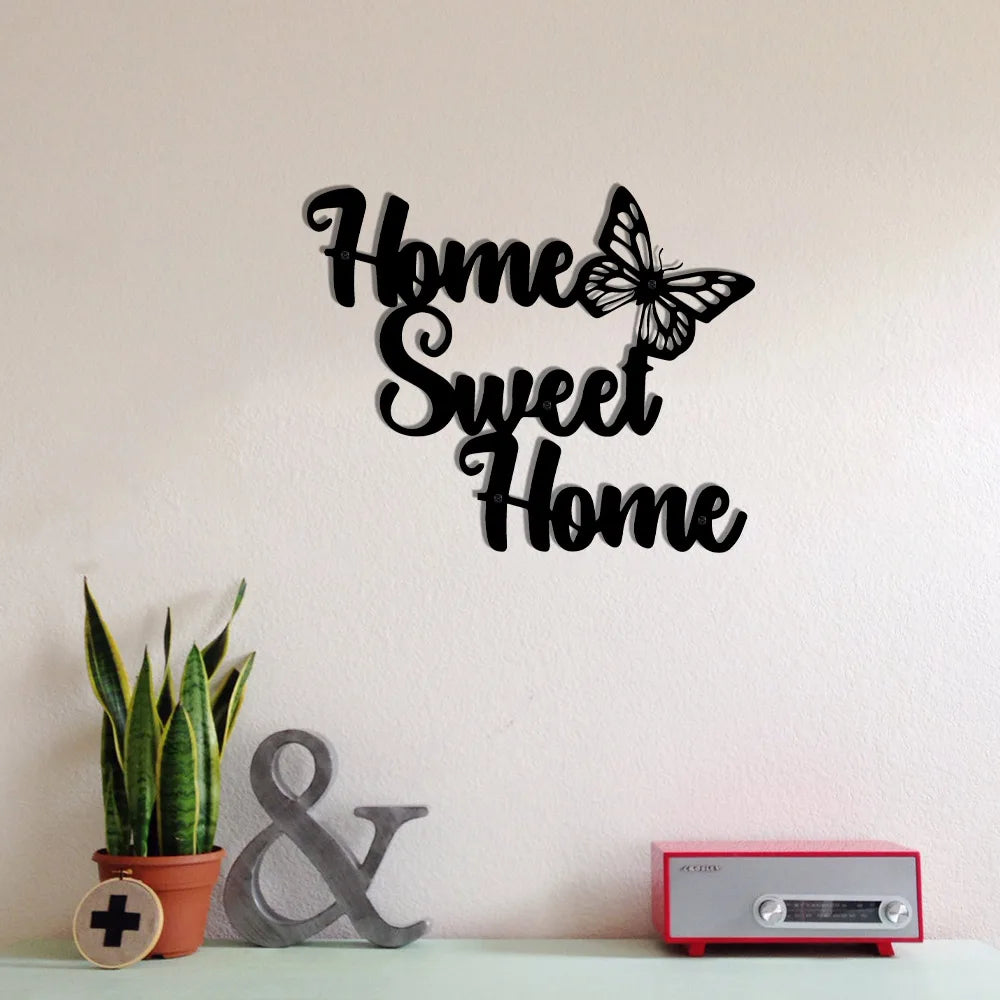 Semn Decorativ Metalic "Home Sweet Home" — Ornament de Perete Rustic pentru Living și Hol