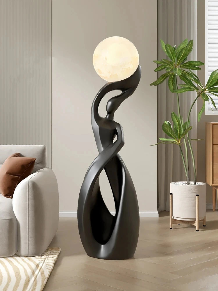 Statuie Decorativă Luminoasă — Sculptură Abstractă Nordică din Rășină pentru Living & Podea