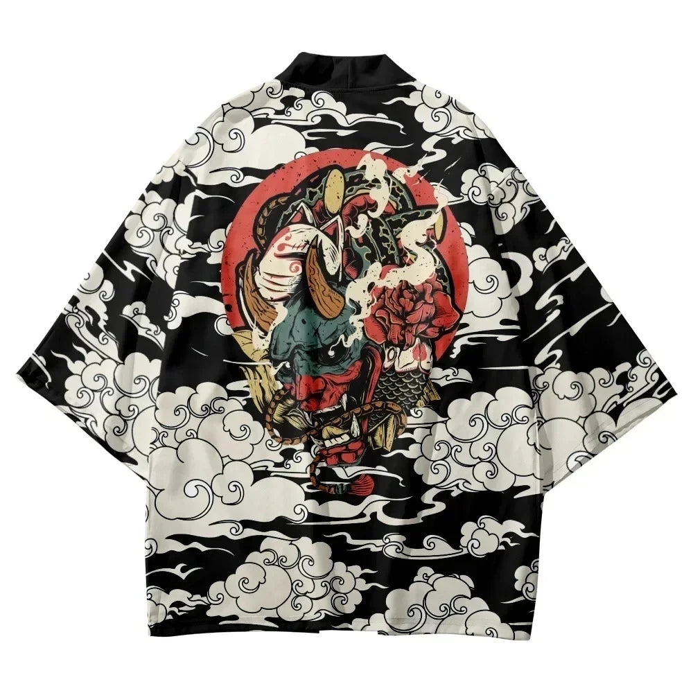 Kimono Cardigan Bărbați — Stil Samurai & Anime Dragon, Yukata Japonez, Vară