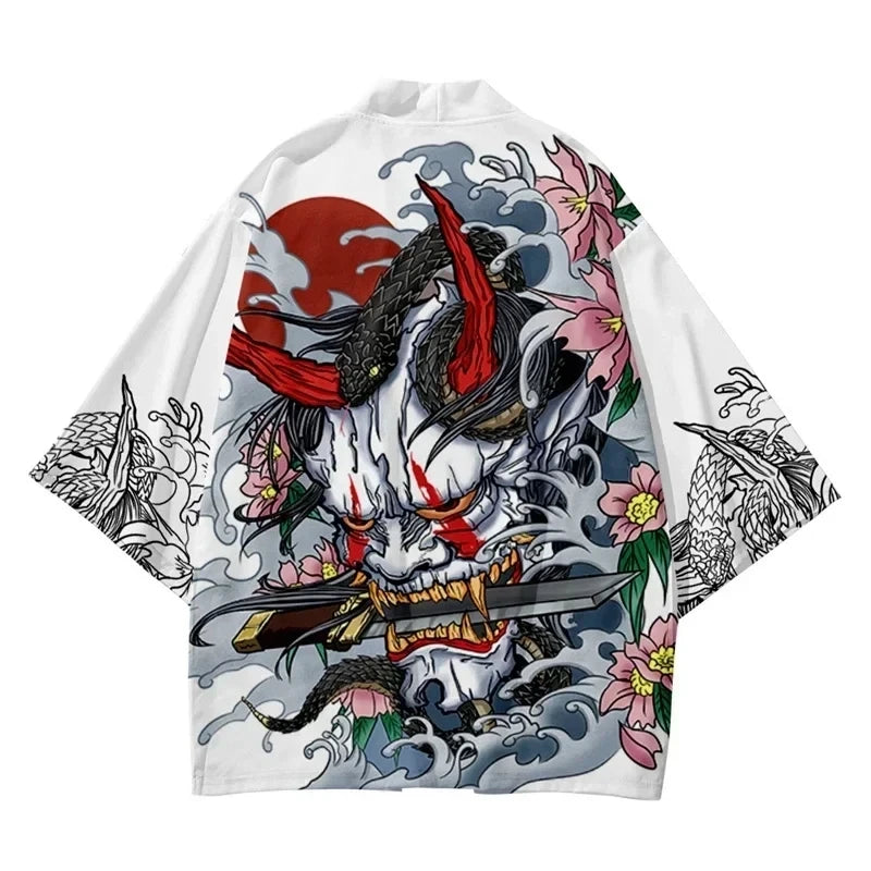 Kimono Cardigan Bărbați — Stil Samurai & Anime Dragon, Yukata Japonez, Vară