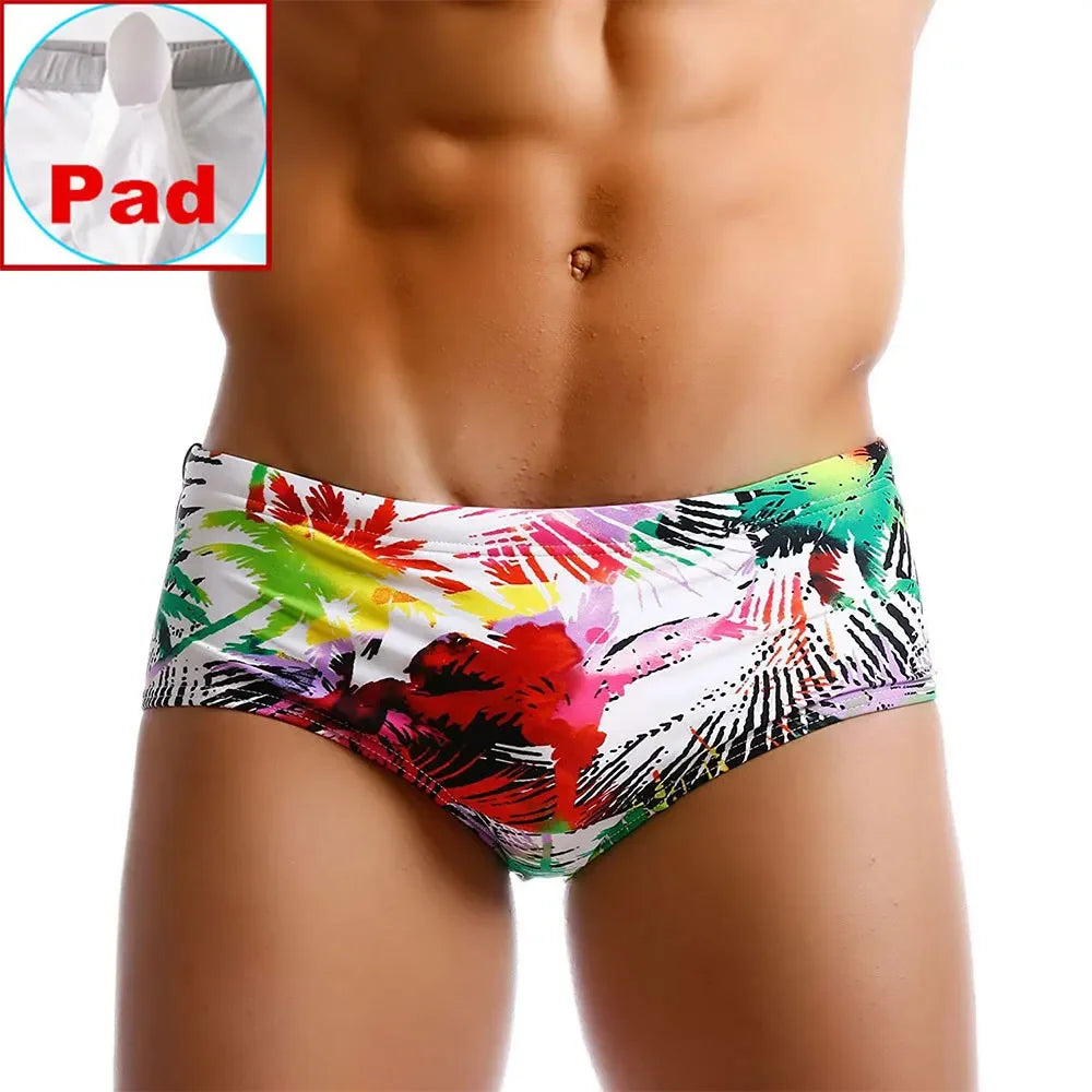 Short de Baie Bărbați Multicolor cu Palmieri — cu sau fără Bureți, M-XXXL