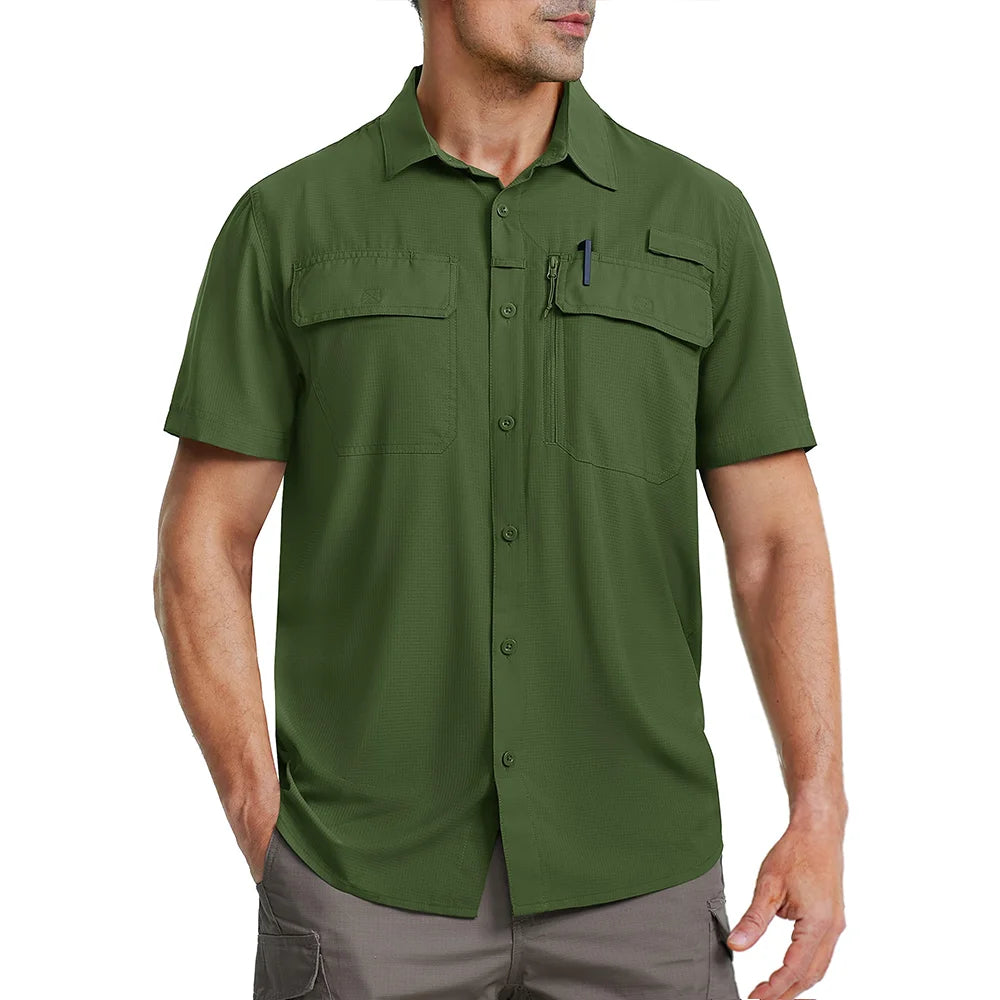Tricou cu Mânecă Scurtă TACVASEN UPF 50+ pentru Bărbați — Uscare Rapidă