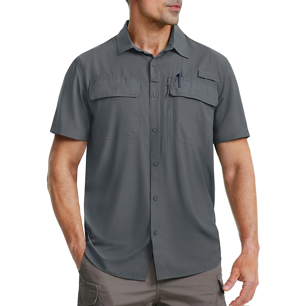 Tricou cu Mânecă Scurtă TACVASEN UPF 50+ pentru Bărbați — Uscare Rapidă