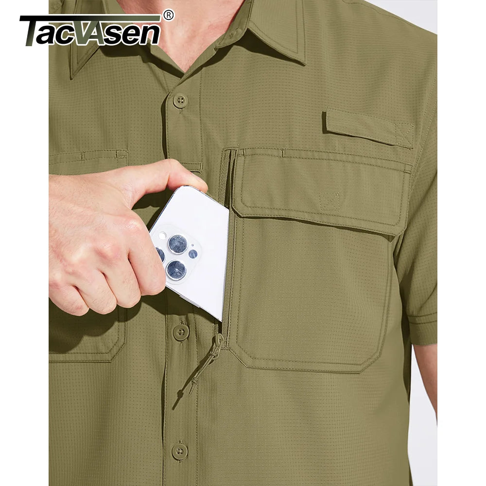 Tricou cu Mânecă Scurtă TACVASEN UPF 50+ pentru Bărbați — Uscare Rapidă