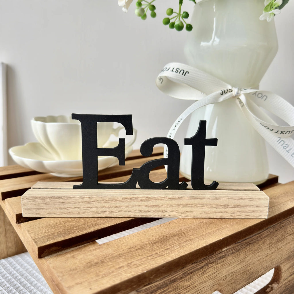 Plăcuță Decorativă din Lemn cu Inscripție — Decor Rustic pentru Bucătărie, Living și Baie