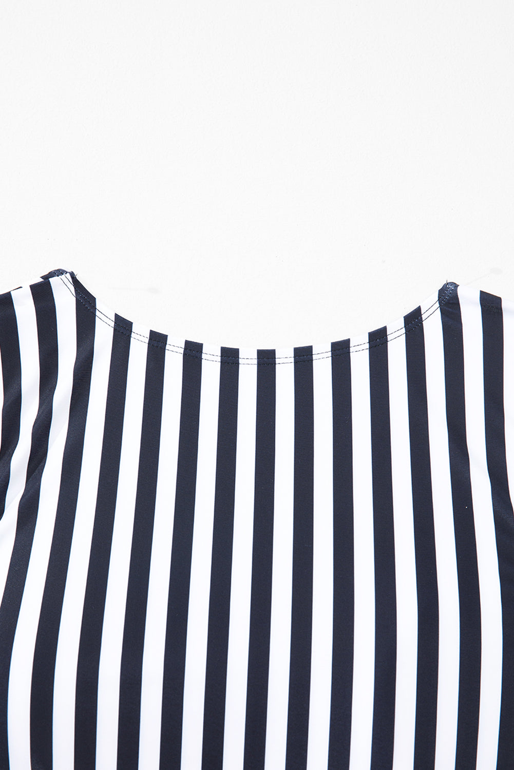 Costum de Baie Plus Size Negru cu Dungi — Set 2 Piese, Talie Înaltă