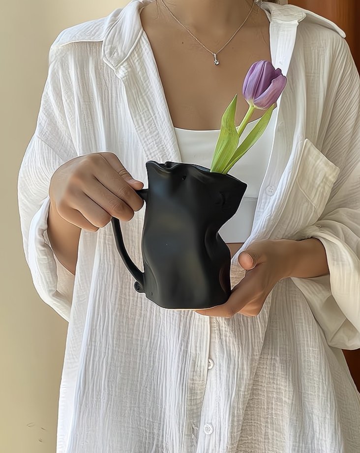 Vasă Ceramică Nordică Handmade — Stil Wrinkle, Unicat