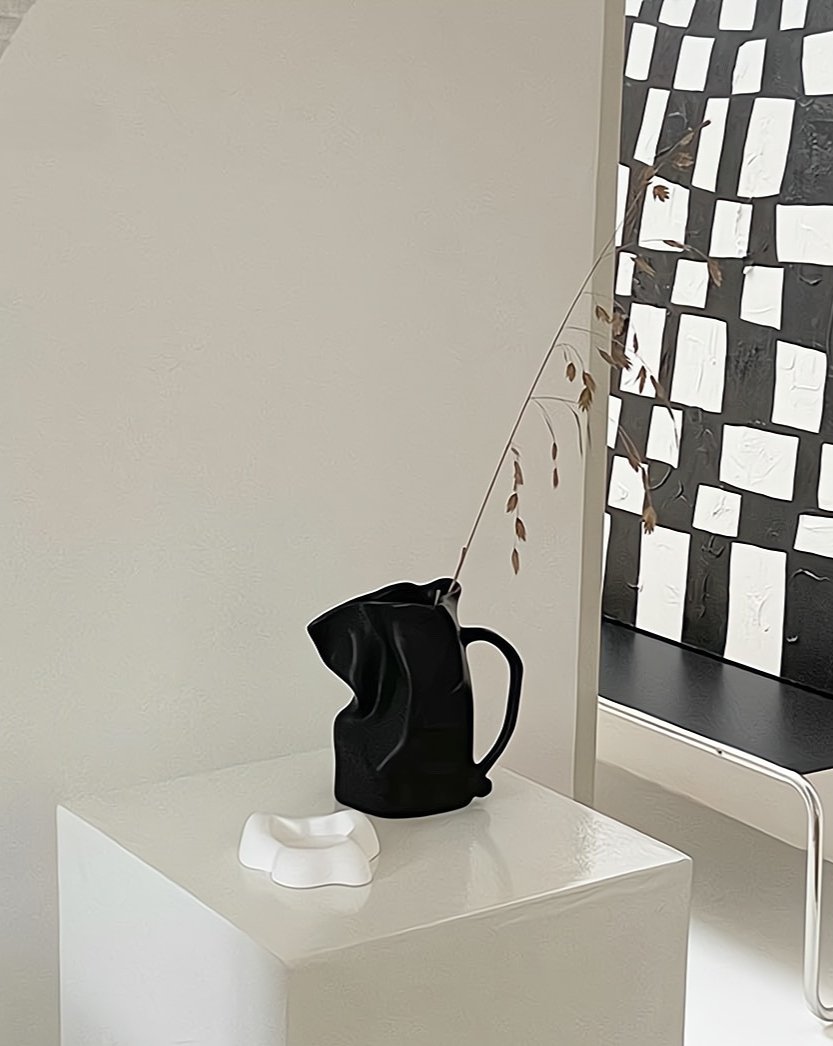Vasă Ceramică Nordică Handmade — Stil Wrinkle, Unicat