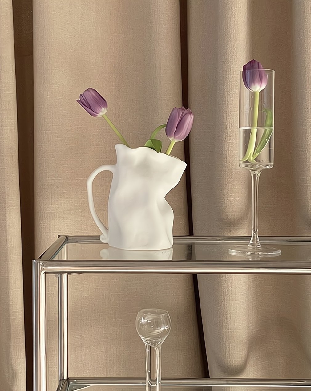Vasă Ceramică Nordică Handmade — Stil Wrinkle, Unicat