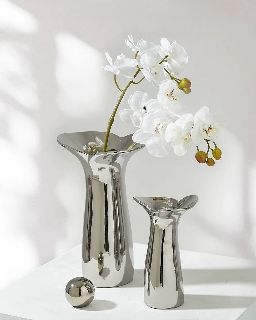 Vaza Bloom Botanica Argintie Handmade | Vază Ceramică Modernă