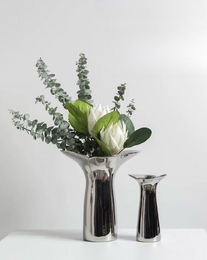 Vaza Bloom Botanica Argintie Handmade | Vază Ceramică Modernă