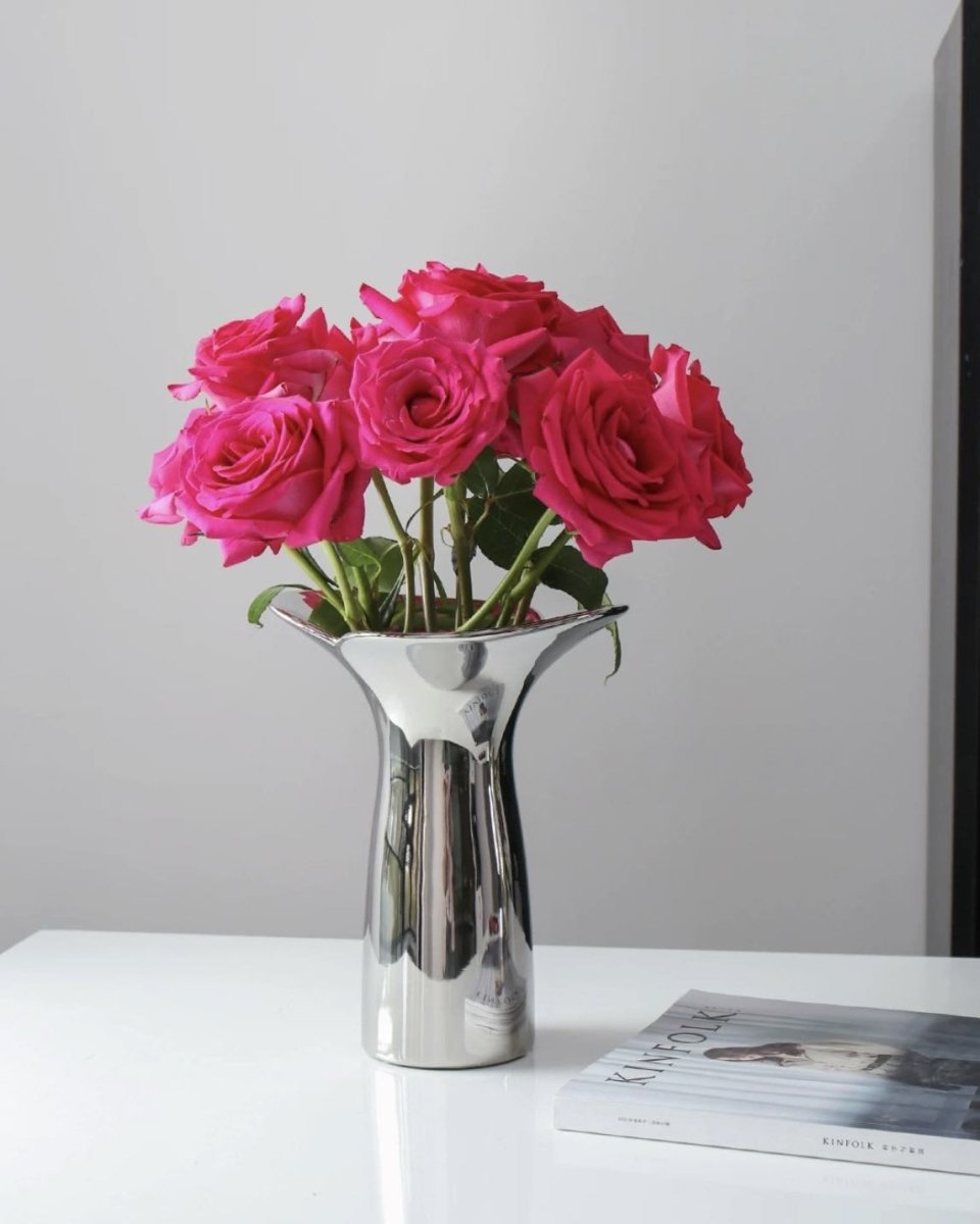 Vaza Bloom Botanica Argintie Handmade | Vază Ceramică Modernă