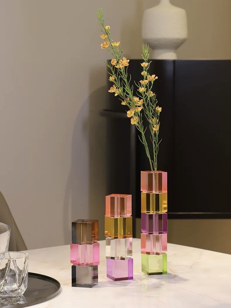 Vasă Decorativă Crystal Cube Modernă — Culorile Dopaminei