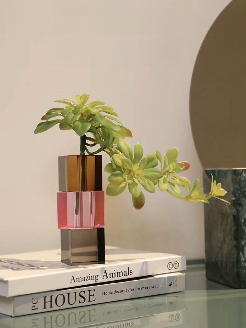 Vasă Decorativă Crystal Cube Modernă — Culorile Dopaminei