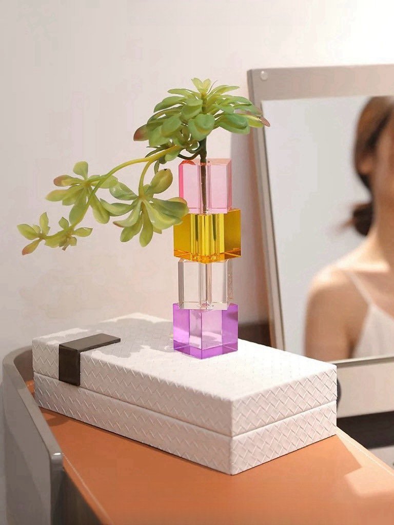 Vasă Decorativă Crystal Cube Modernă — Culorile Dopaminei